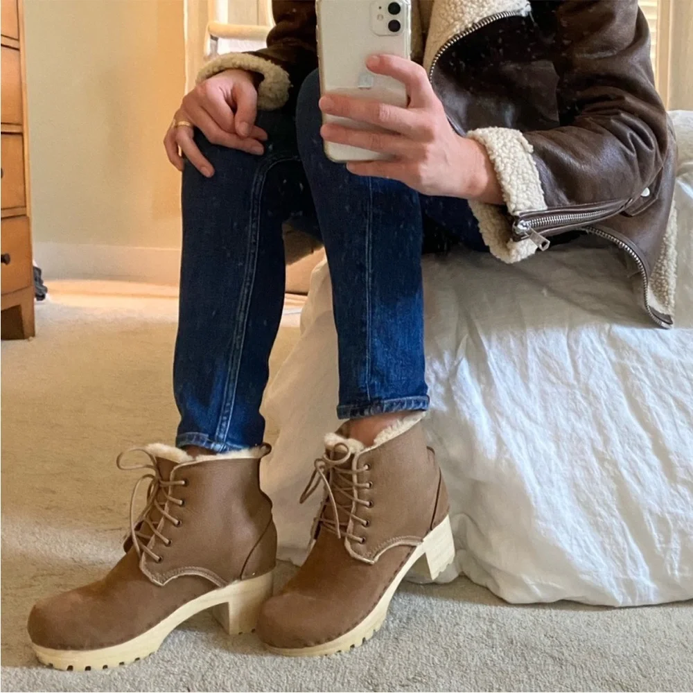 No.6 Lander Lace Up Shearling Clog Boots size 5.5 (35) women’s shoes